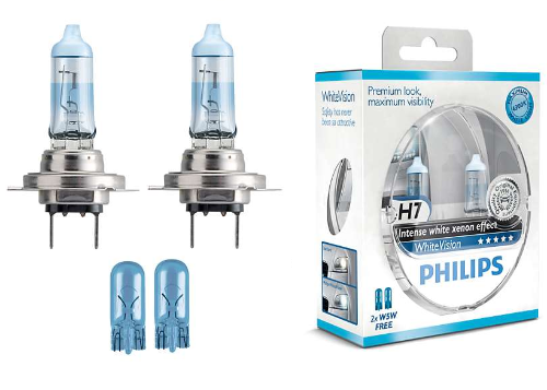 H7 12V- 55W (PX26d) (��������� ����� ����) White Vision +W5W 12V-5W (W2,1x9,5d) WHV (�� 2 ��)