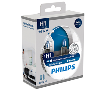 H1 12V- 55W (P14,5s) (��������� ����� ����) White Vision +W5W 12V-5W (W2,1x9,5d) WHV (�� 2 ��)