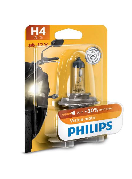 H4 12V- 60/55W (P43t) ( +30% �����) Vision Moto